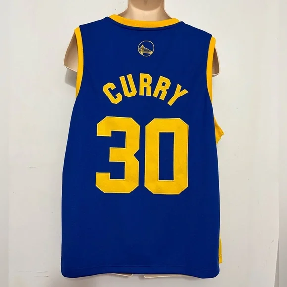 NWT - NBA Blue and Yellow Golden State Basketball Jersey - Curry #30 - Size XL - Picture 5 of 11